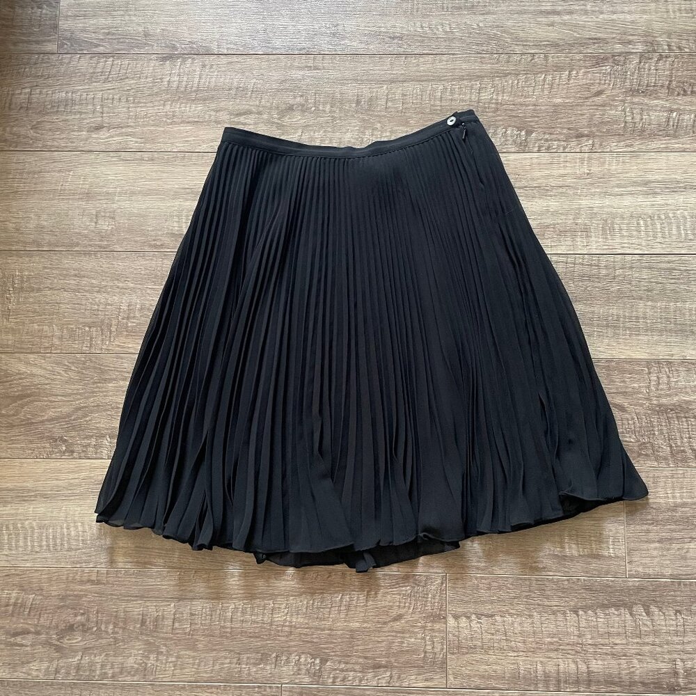 French Connection pleated black midi skirt, women's size 6